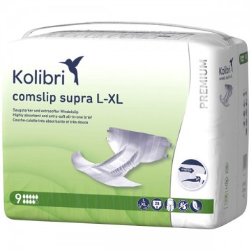 Kolibri Slip Premium Supra - Силно абсорбиращи пелени за възрастни, 9 капки - 3100 мл, Размер L/XL (120 - 170 см), 28 бр./пак.