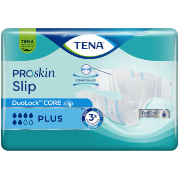 TENA Slip ProSkin Plus - Пелени за възрастни хора при средна до тежка инконтиненция  - 6 капки - 2050 мл -  Размер М (73 - 122 см) - 30 бр/опак