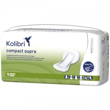 Kolibri Premium Compact Supra - Силно абсорбиращи анатомични подложки за тежка инконтиненция, 9 капки - 2800 мл, Размер: 74х37 см, 28 бр/опак