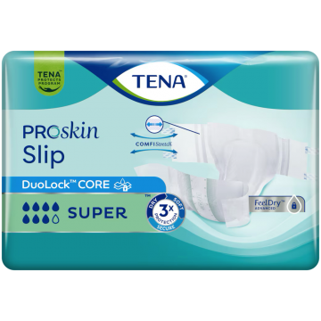 TENA Slip COMFI Strech ProSkin Super - Пелени за възрастни хора при тежка инконтиненция - 7 капки - 2760 мл - Размер L (92 - 144 см) - 30 бр/опак TENA Slip COMFI Strech ProSkin Super - Пелени за възрастни хора при тежка инконтиненция - 7 капки - 2760 мл - Размер L (92 - 144 см) - 30 бр/опак