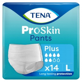 TENA ProSkin Pants Plus - Еднократно бельо, 6 капки (1440 мл), Размер L, 14 бр/опак