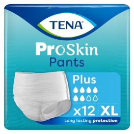 TENA ProSkin Pants Plus - Еднократно бельо, 6 капки (1440 мл), Размер XL, 12 бр/опак