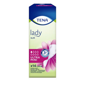 TENA Lady Slim Ultra Mini - Урологични превръзки - 1 капка - 92 мл х14 бр. TENA Lady Slim Ultra Mini - Урологични превръзки - 1 капка - 92 мл х14 бр.